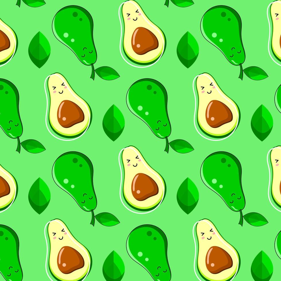 Background with avocado fruit pattern vector