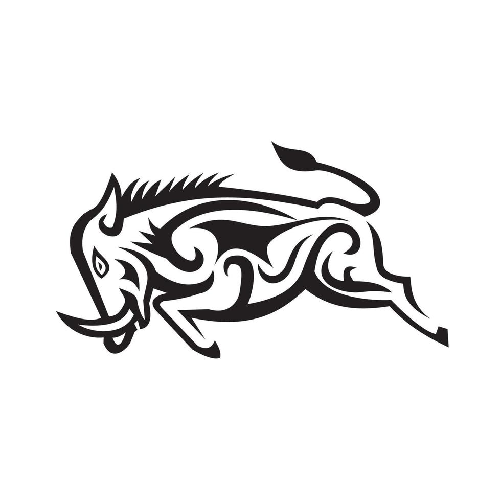 Wild Boar Charging Tribal Art vector