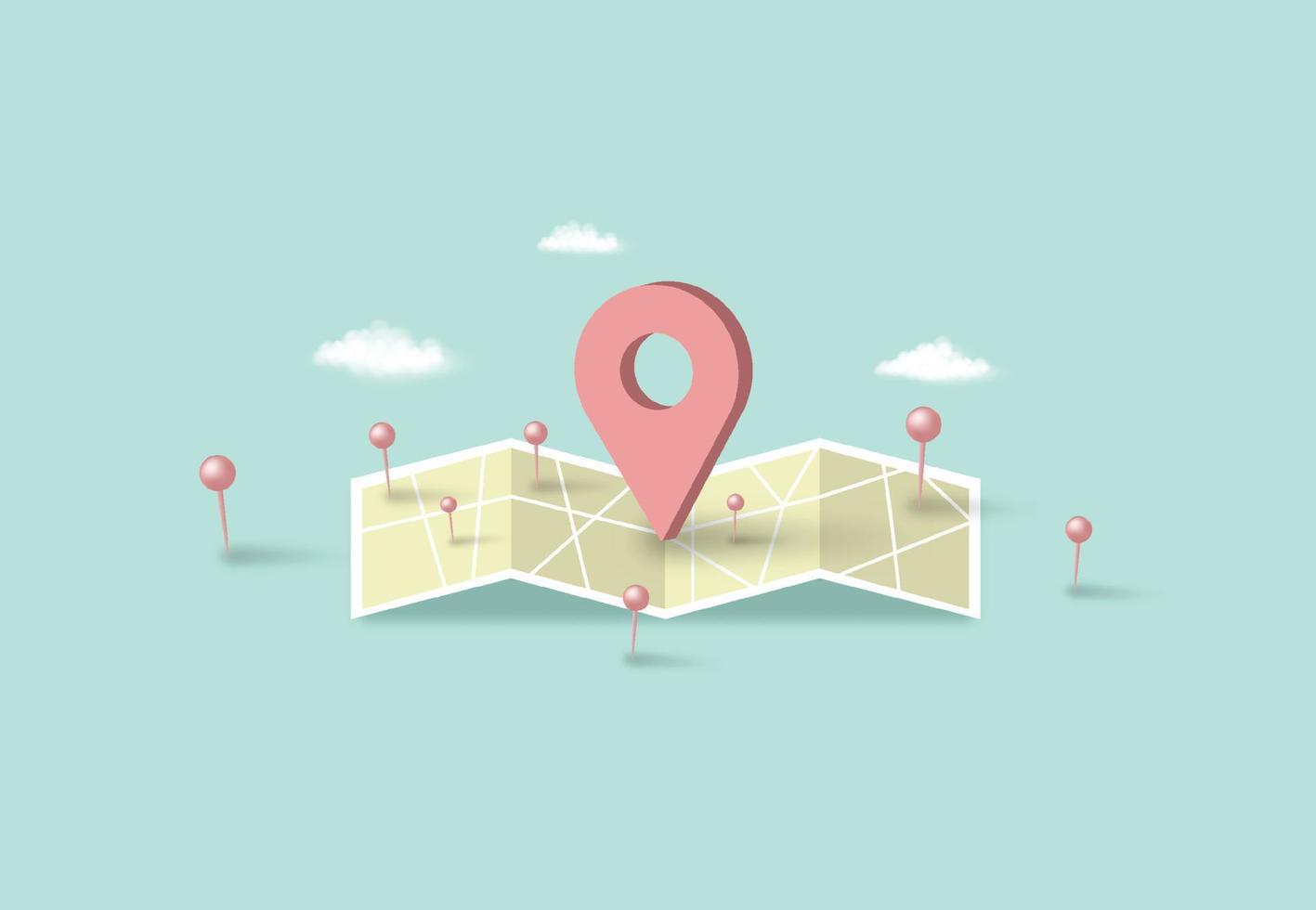 Location Map 3D pins. Navigator checking points. GPS. Vector illustration