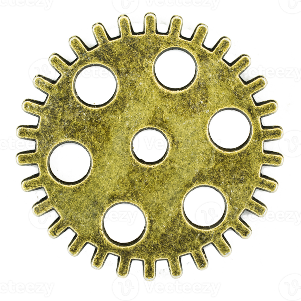 ruote dentate in ottone su sfondo isolato png