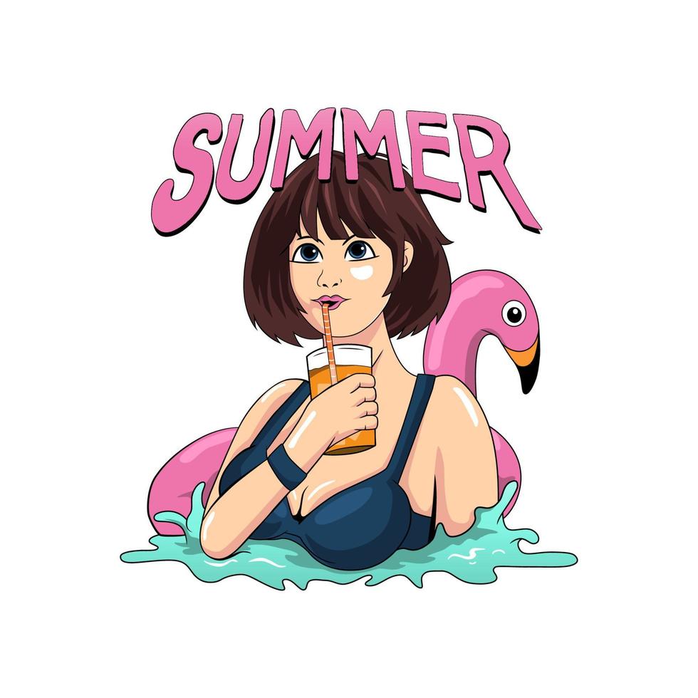 summer girl on the beach vector