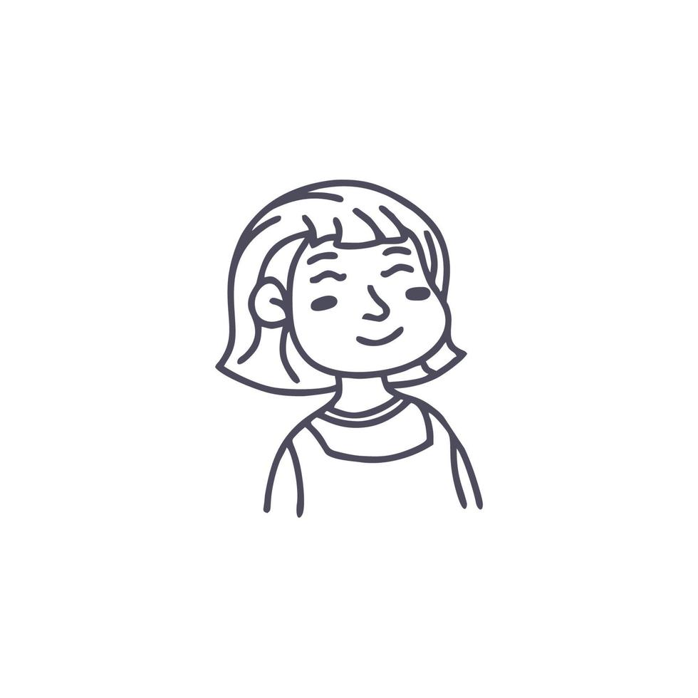 Chibi cute monoline children character face for avatar profile picture design vector