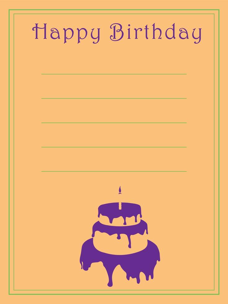 feliz cumpleaños tarjeta de felicitación con pastel abstracto ilustración vectorial vector