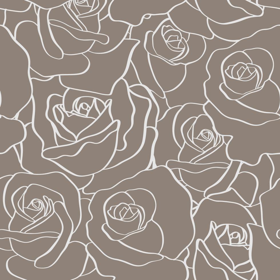 patrón transparente de vector con rosas estilizadas de contorno. hermoso fondo floral. se puede utilizar para textiles, portadas de libros, embalajes, invitaciones de boda.