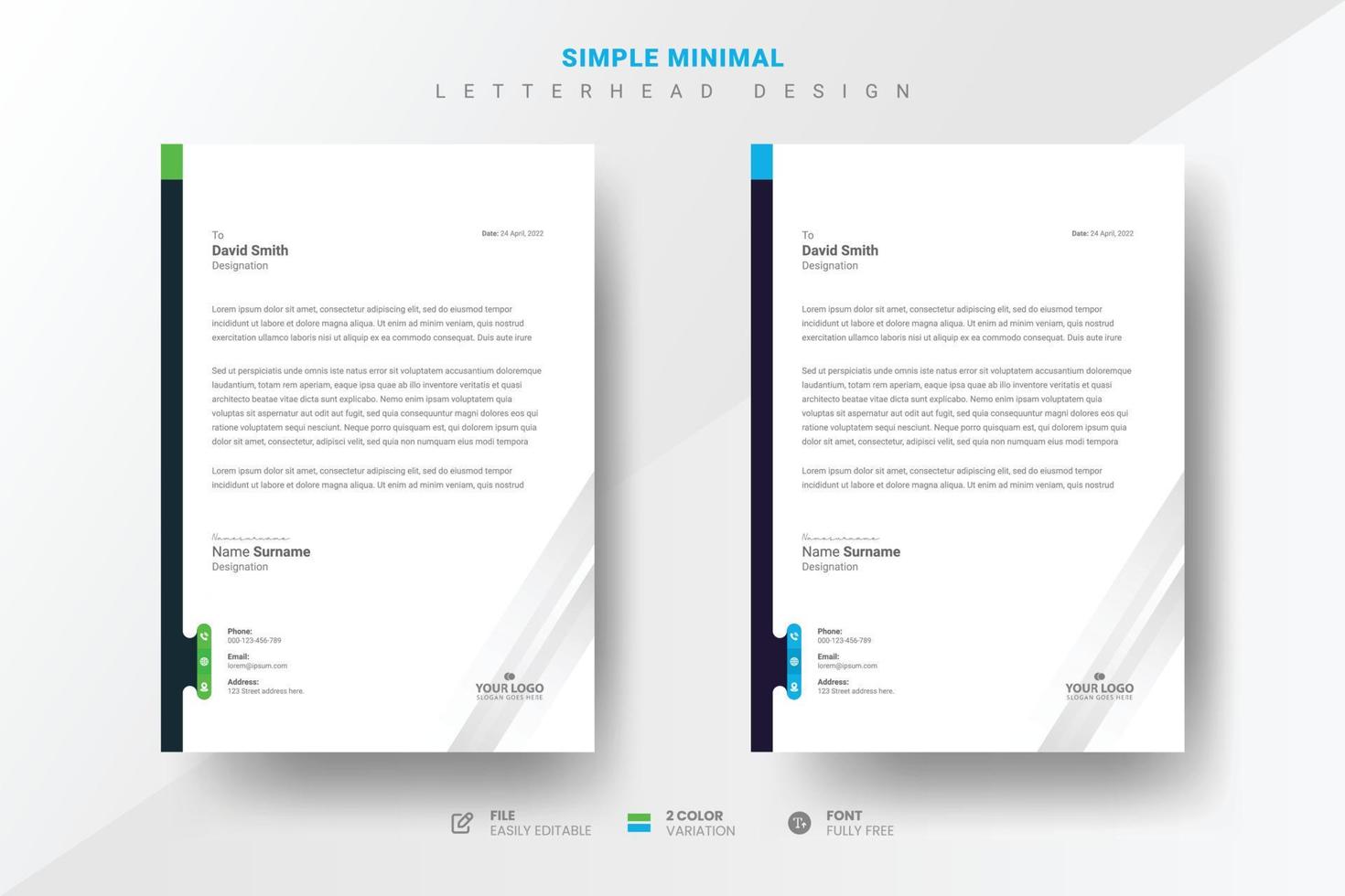 Simple minimal letterhead design template vector