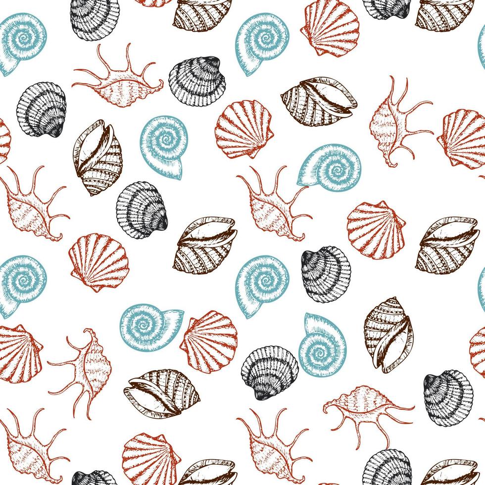 Hand drawn sea fishes seamless background. Surface pattern for textile, wallpaper and wrapping. vector