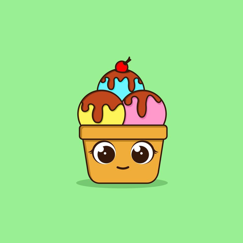 Ice cream cartoon vector icon illustration.