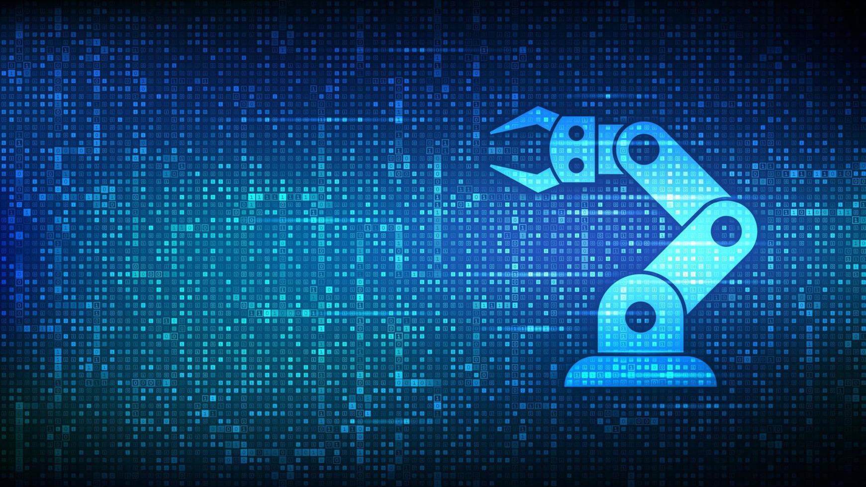 Smart Industry 4.0 background made with binary code. Factory automation. Autonomous industrial technology. Industrial revolutions steps. Matrix background with digits 1.0. Vector Illustration.