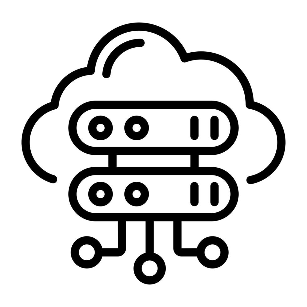 Visually appealing linear icon of cloud server vector