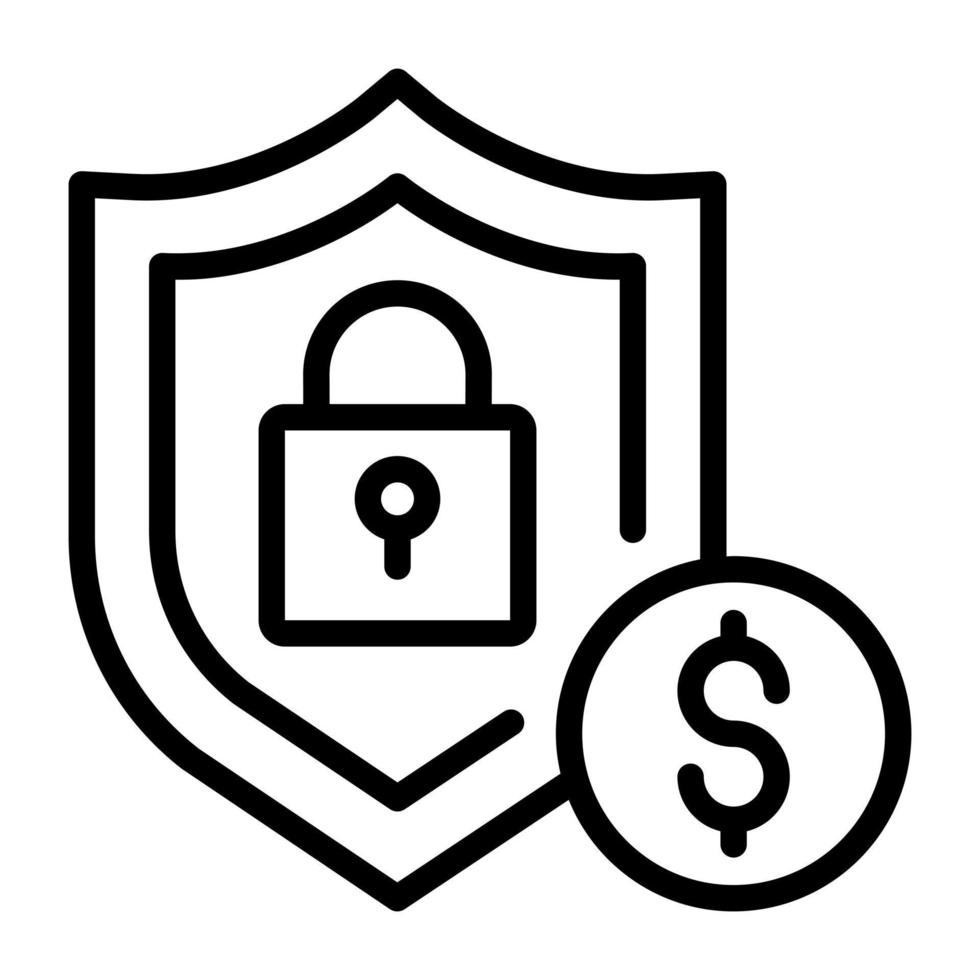 Dollar with lock, linear icon of financial security vector