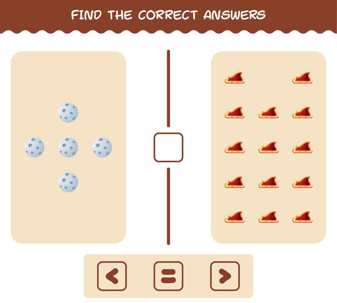 Find the correct answers of cartoon christmas. Searching and Counting game. Educational game for pre shool years kids and toddlers vector