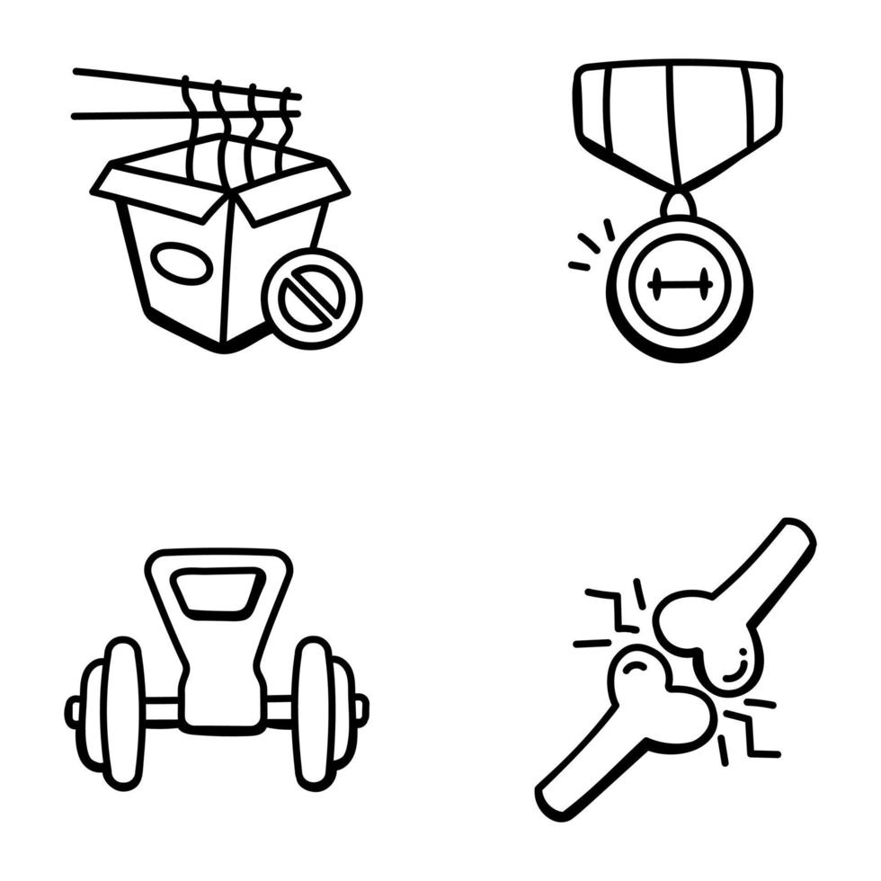 paquete de iconos dibujados a mano de fitness vector