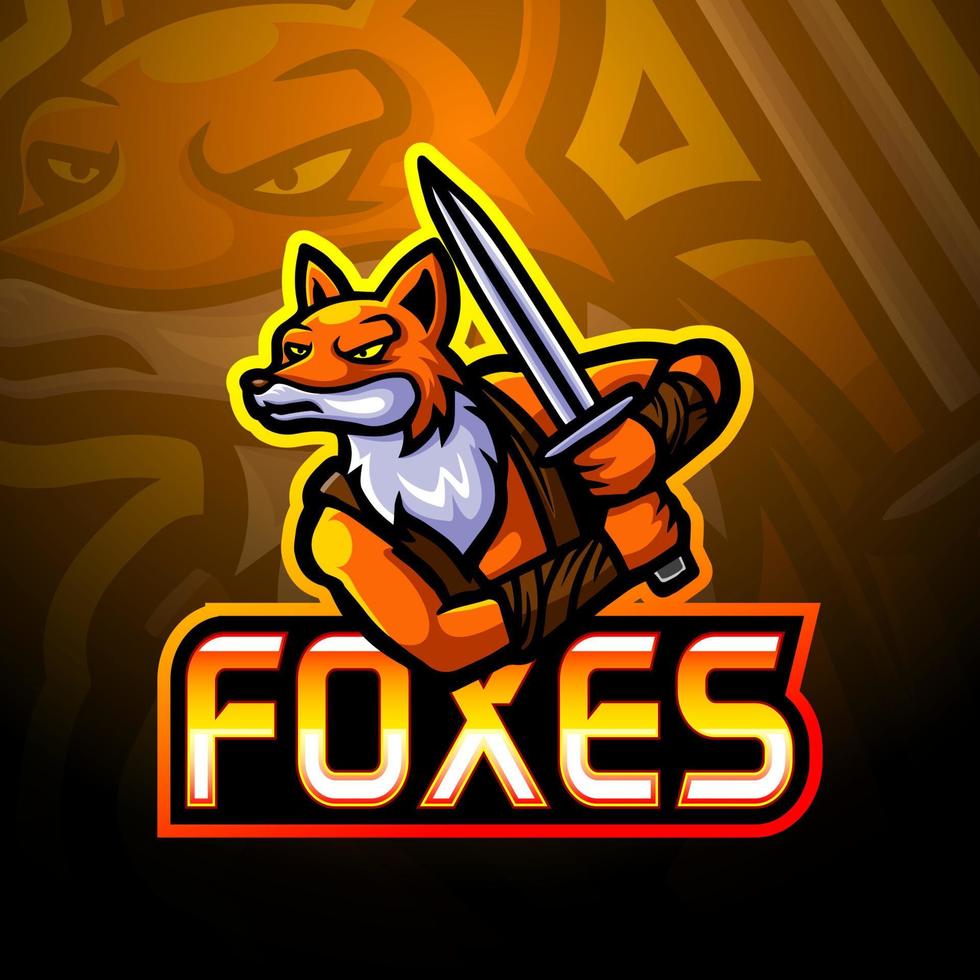 Fox sword esport logo mascot design vector