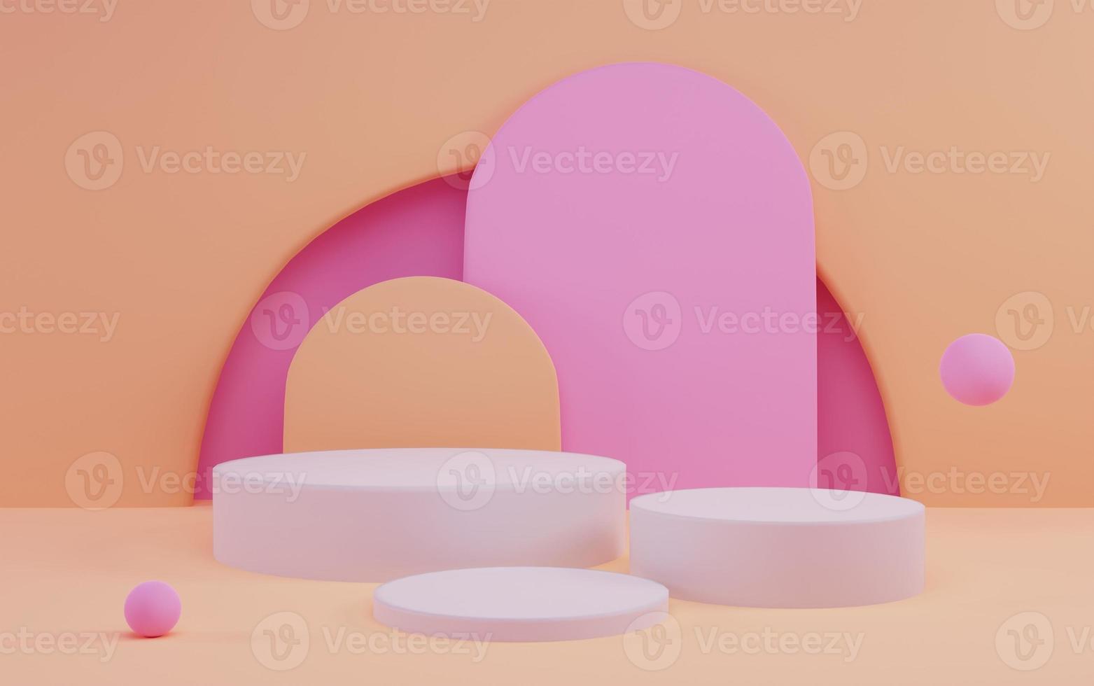 3d background products minimal podium, display background vector 3d rendering with podium. stand to show cosmetic products 3d. Stage showcase on pedestal studio beige podium. photo