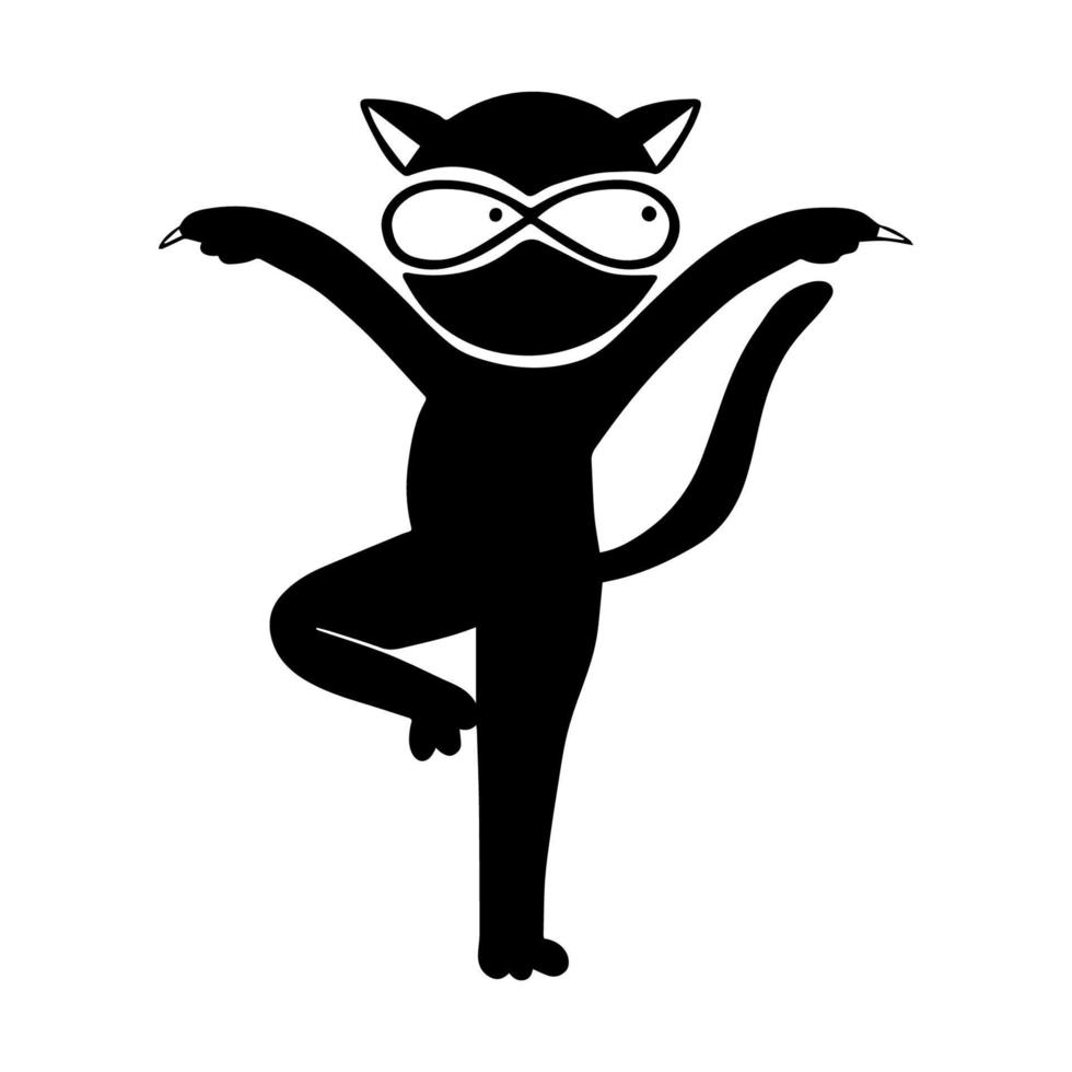 Ninja in japanese style on white background. Cartoon vector illustration. Funny ninja cat.