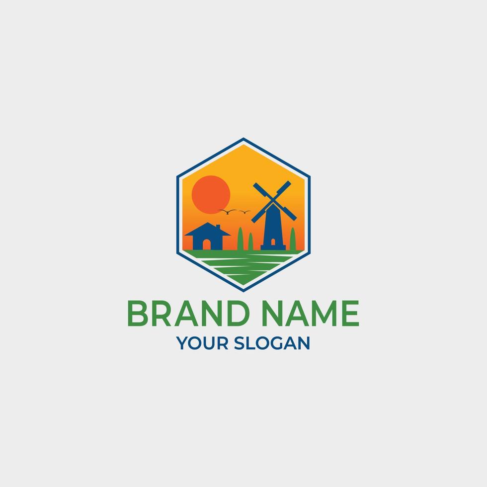 Farm House Vector Logo Design
