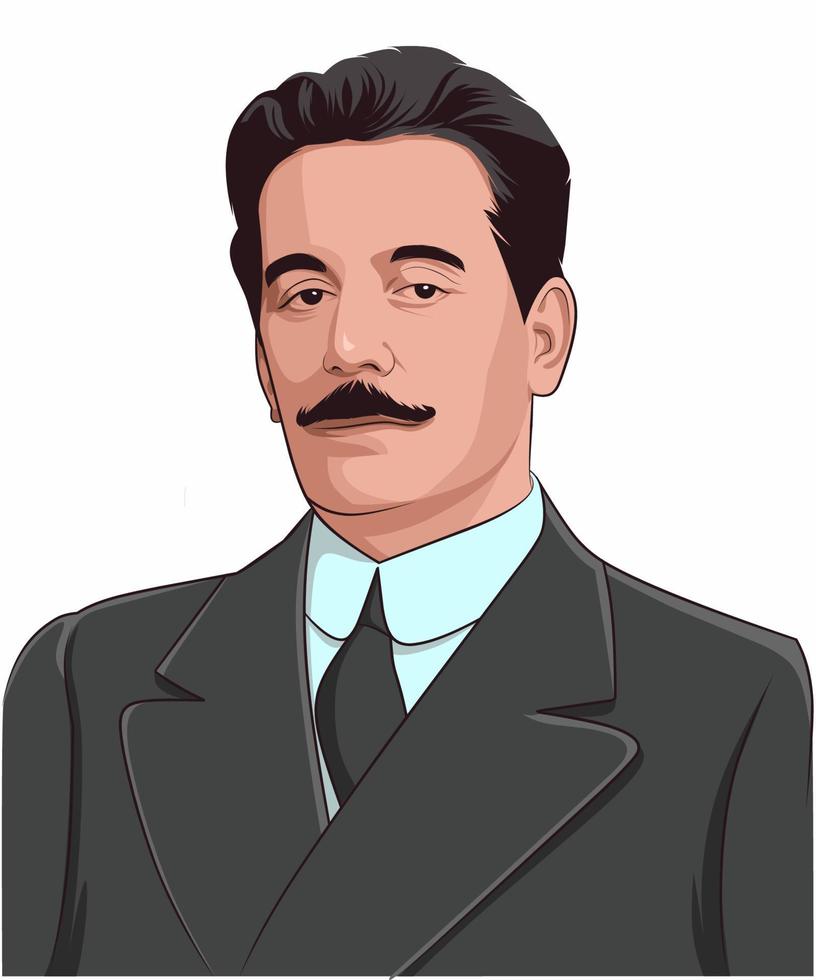 Giacomo puccini vector sketch illustration, caricature, isolated style