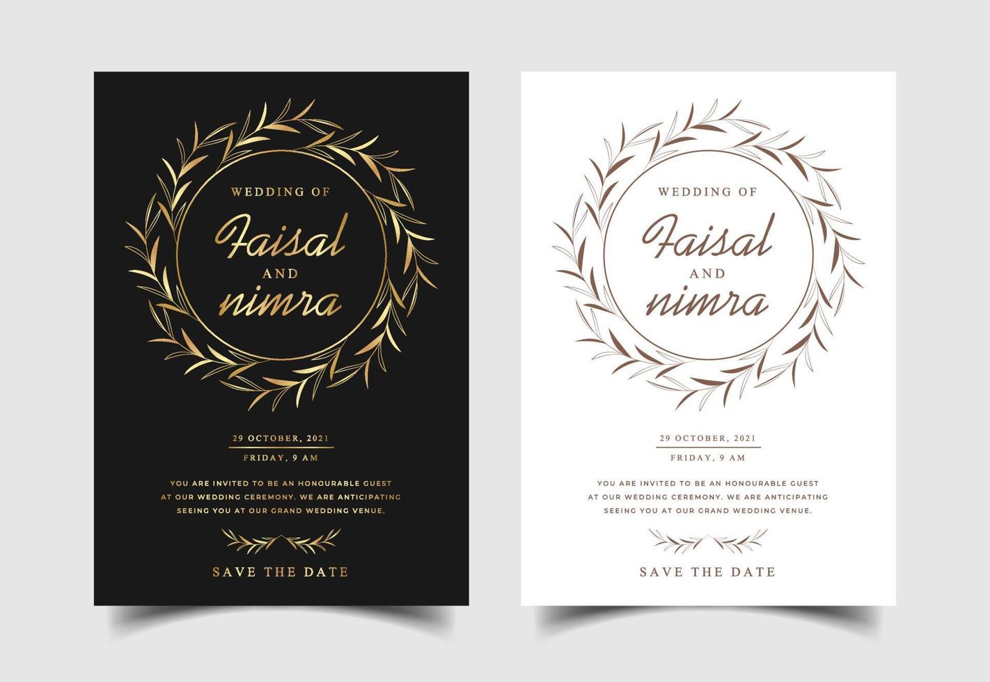 tarjeta de invitación de boda floral y botánica dibujada a mano vector