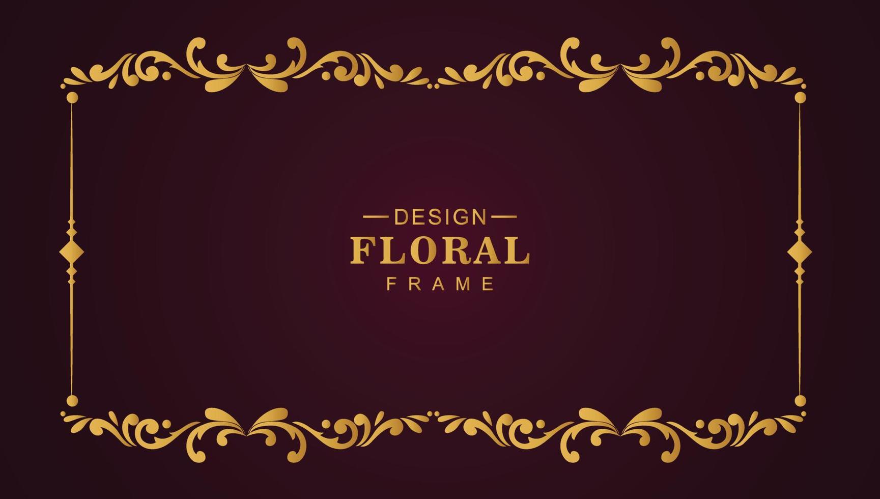 Modern golden luxury floral frame banner design vector