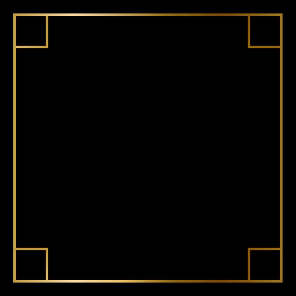 Square Golden Frame on The Black Background. EPS10 vector