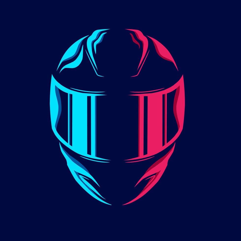 Línea de casco integral. logotipo de arte pop. diseño colorido con fondo oscuro. ilustración vectorial abstracta. fondo negro aislado para camiseta, afiche, ropa, merchandising, ropa, diseño de placa vector