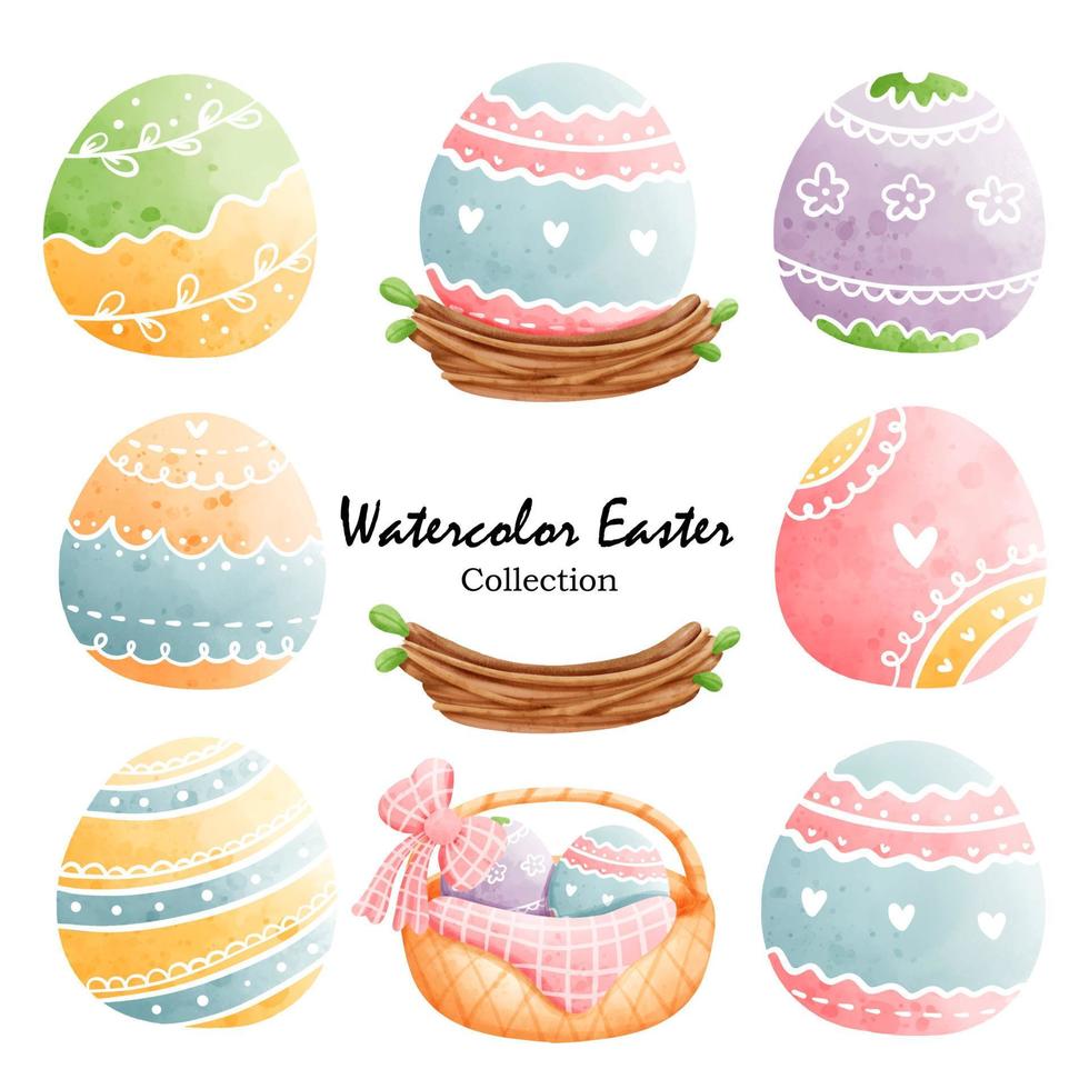 Watercolor Easter, Happy Easter. Happy Spring. Vector illustration