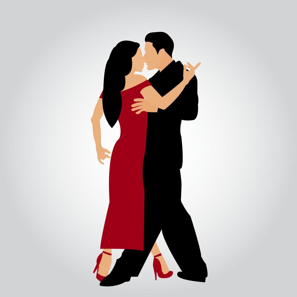 Couple dancing tango. Man and woman dancing tango. Vector illustration