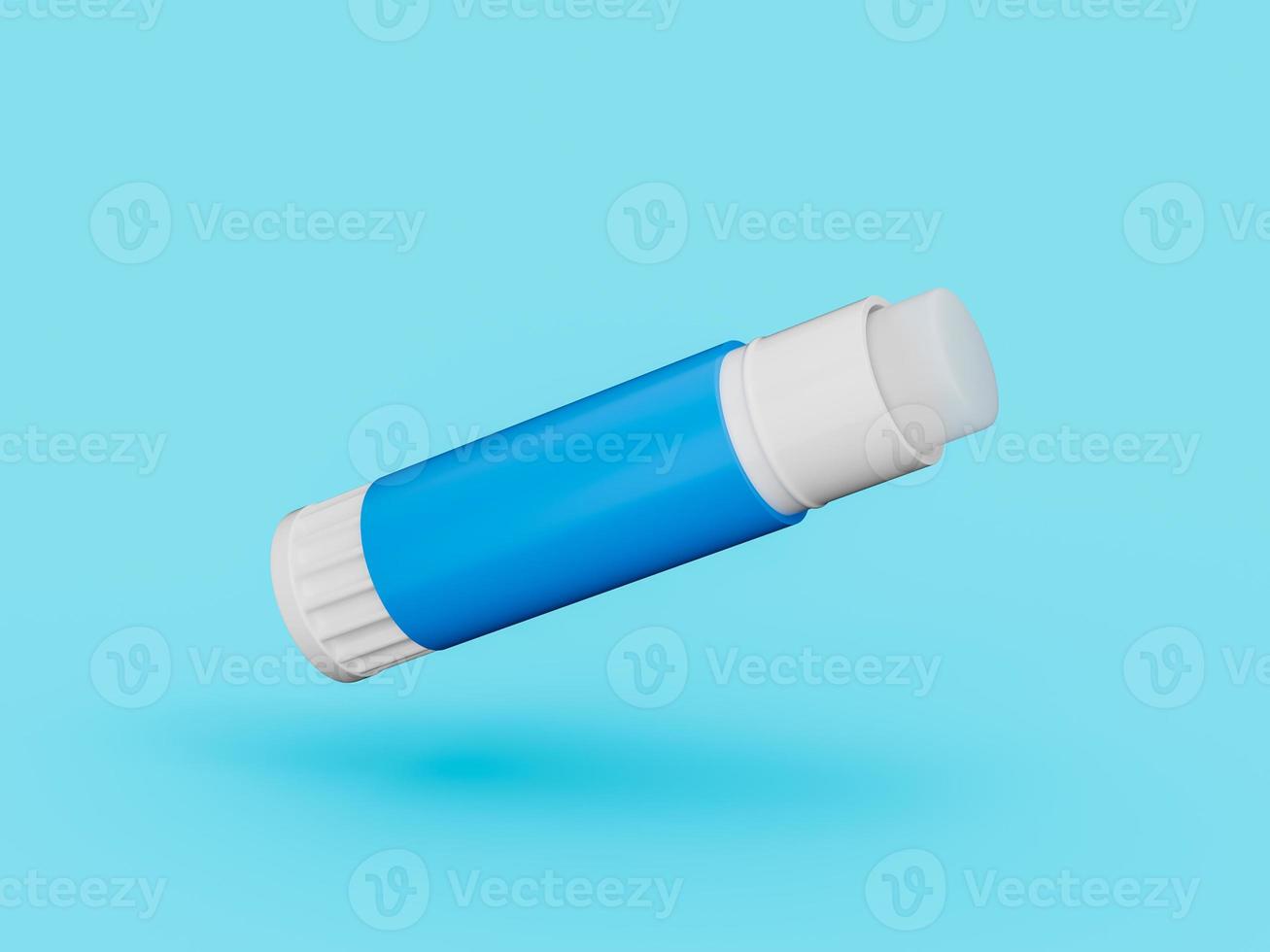 Open paper glue stick on blue background 3d illustration photo