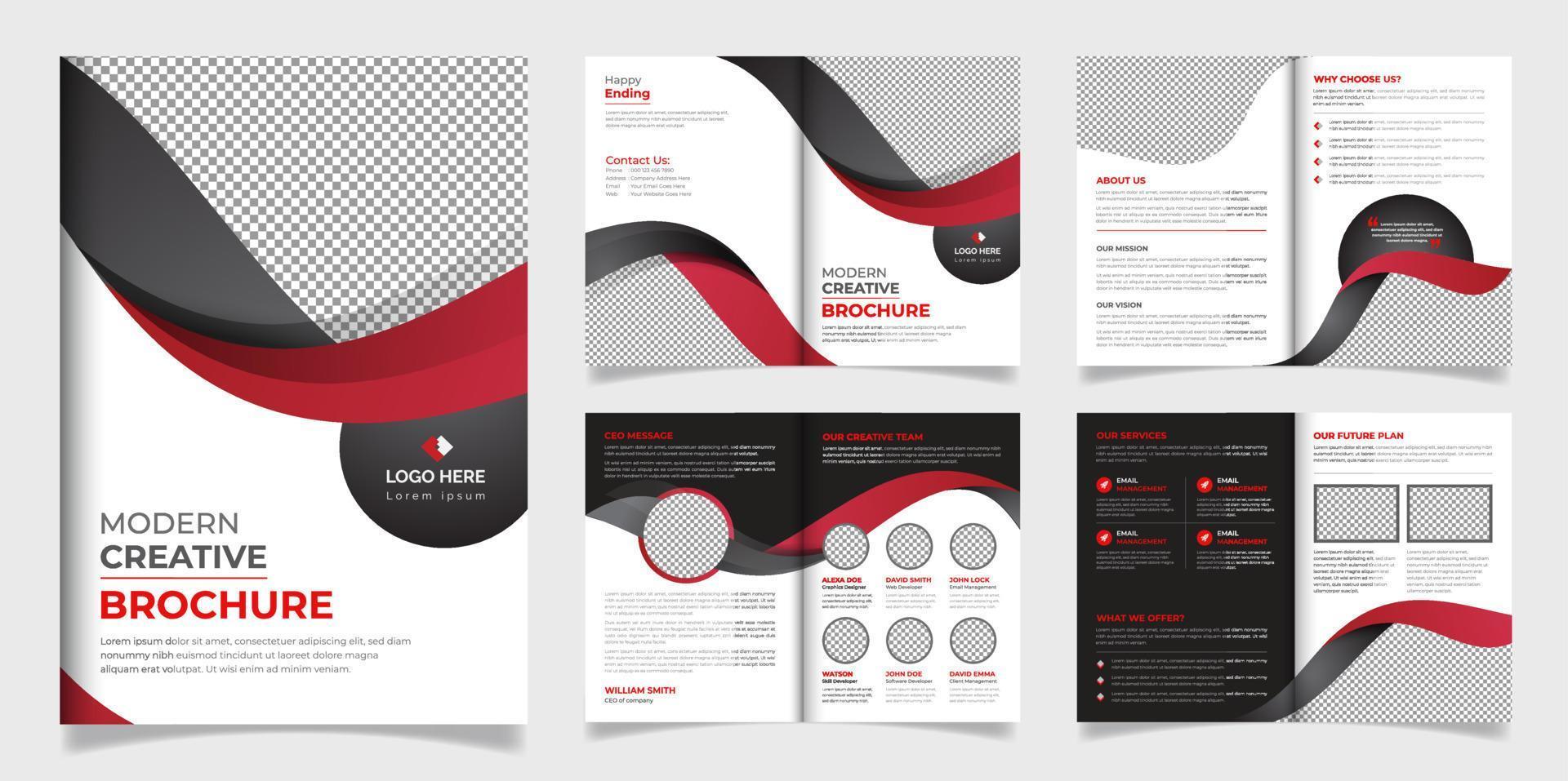 plantilla de impresión de diseño de folleto comercial corporativo profesional de 8 páginas vector