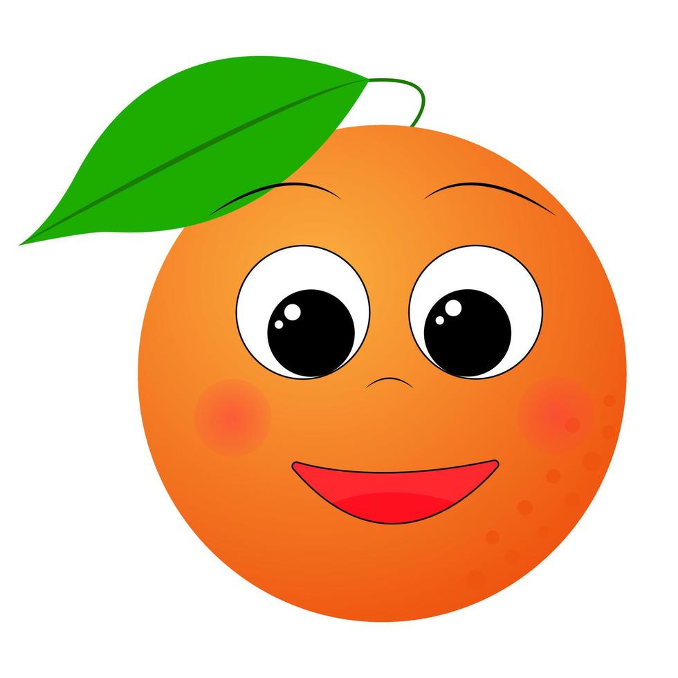 Happy character smiling orange. Cheerful orange. Print for a T-shirt. Vector illustration