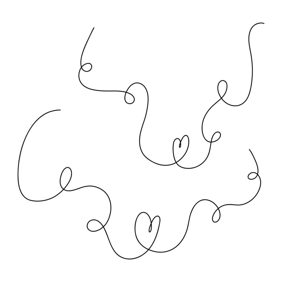 Set of abstract hand drawn heart in thin line. Heart continuous one line drawing. Scribble hand drawn heart illustration. vector