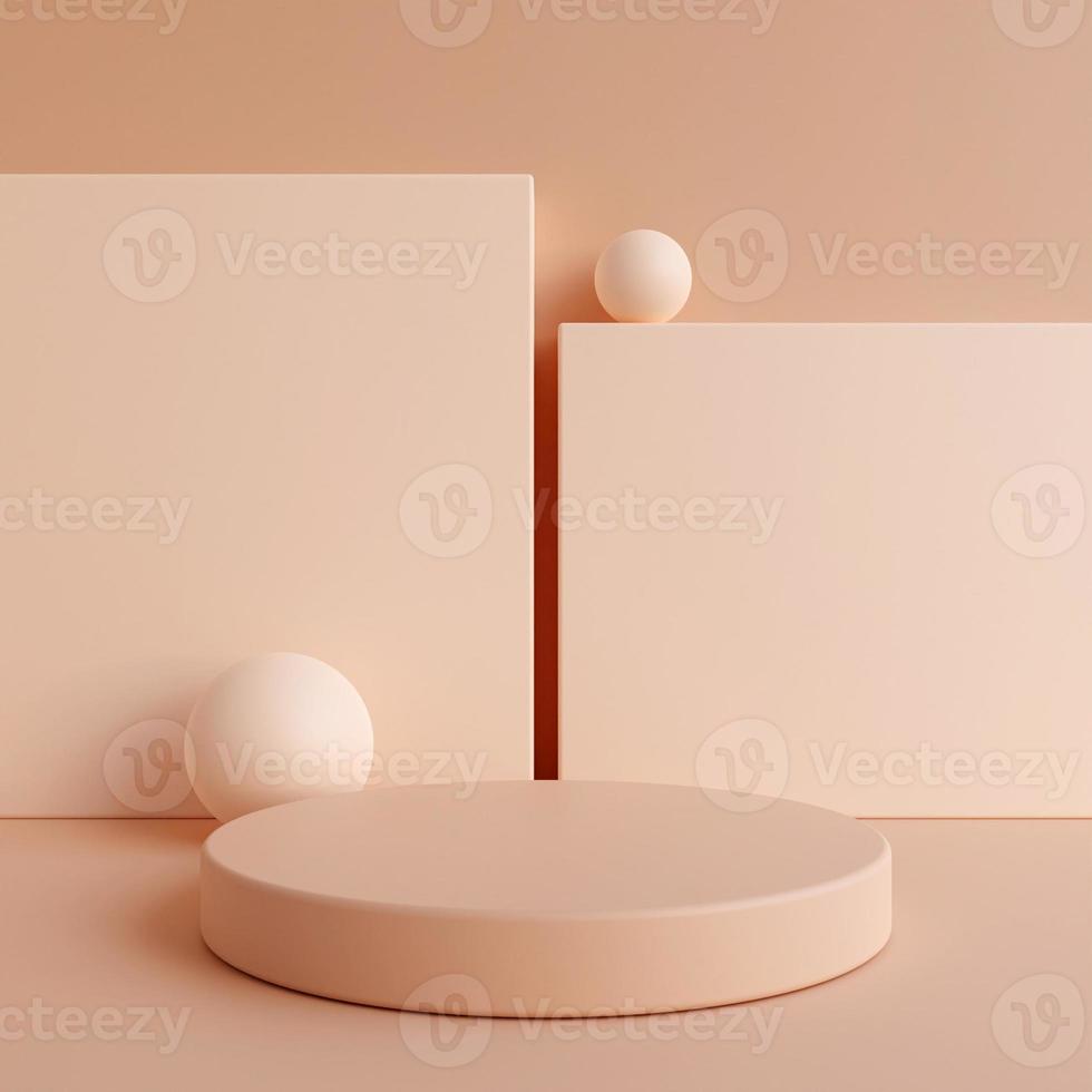 Minimalist simple cylinder podium or pedestal display with pastel color background for product presentation. 3d rendering photo