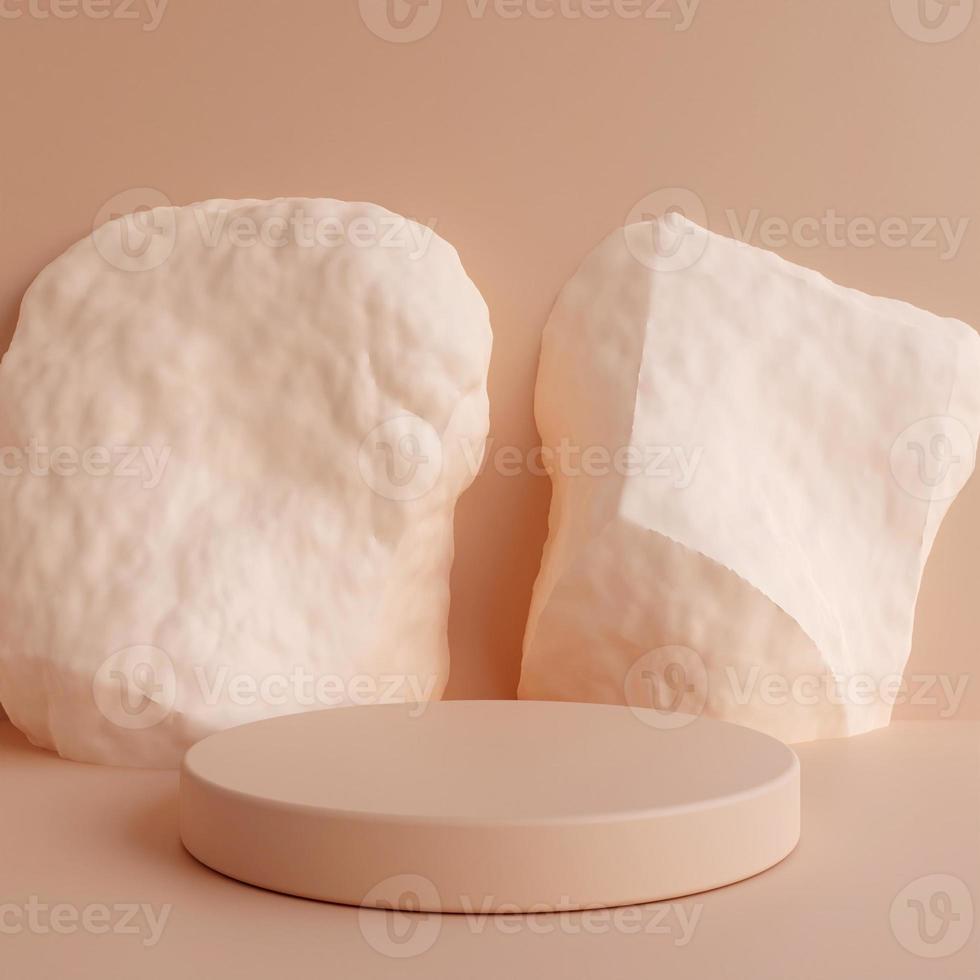 Minimalist simple cylinder podium or pedestal display with pastel color background for product presentation. 3d rendering photo