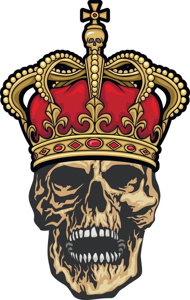 Gothic sign with skull with crown, grunge vintage design t shirts vector