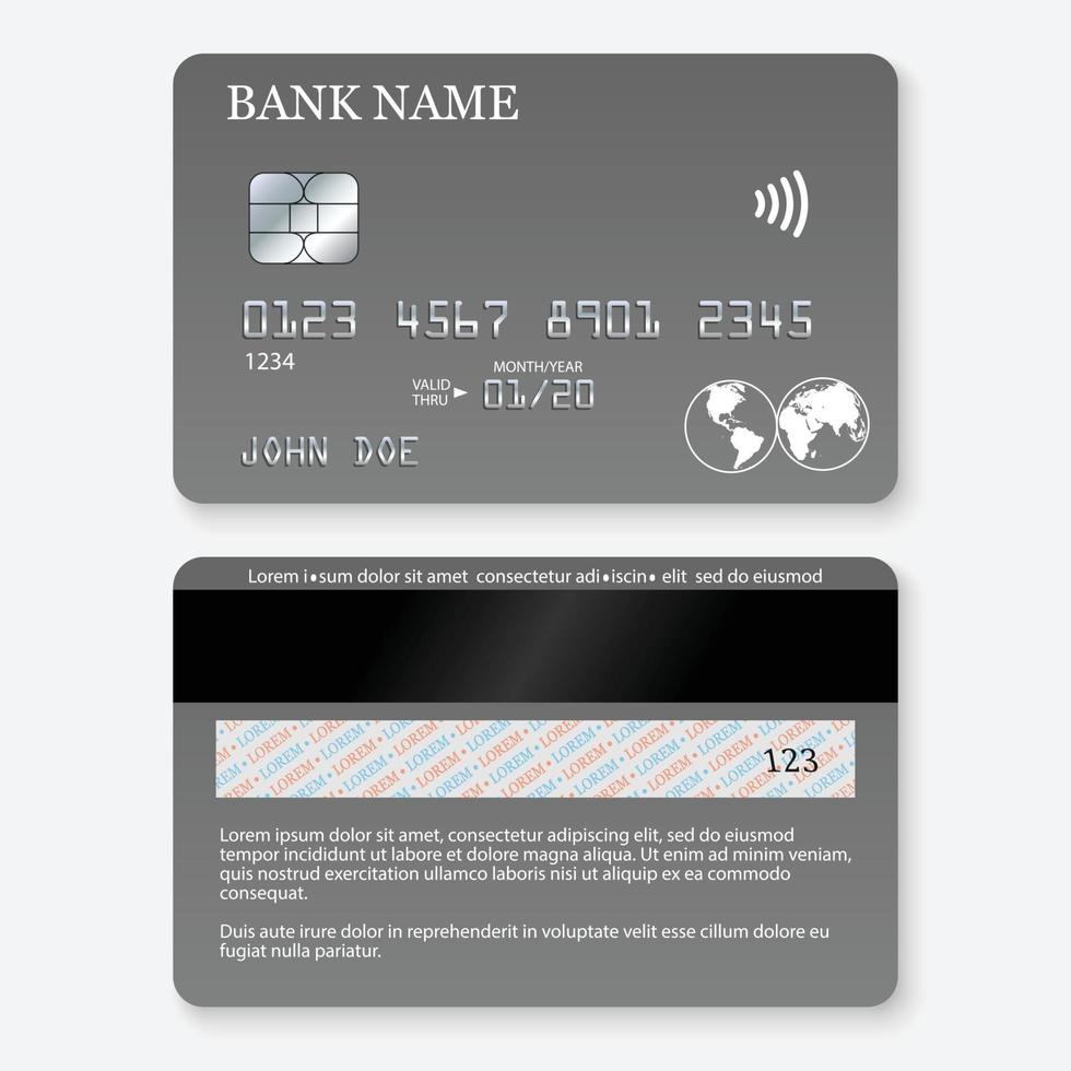 tarjeta de crédito detallada realista. vector