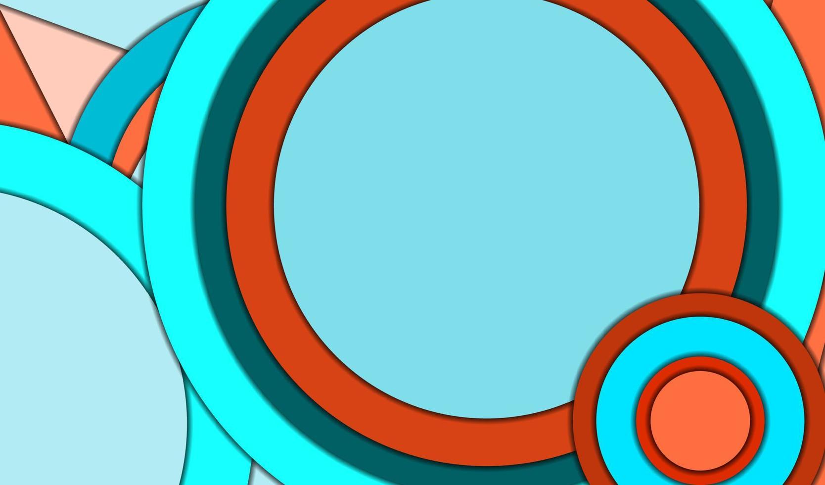 Abstract geometric vector background in Material design style with a limited contrast palette, with concentric circles and rotated rectangles with shadows, imitating cut paper.