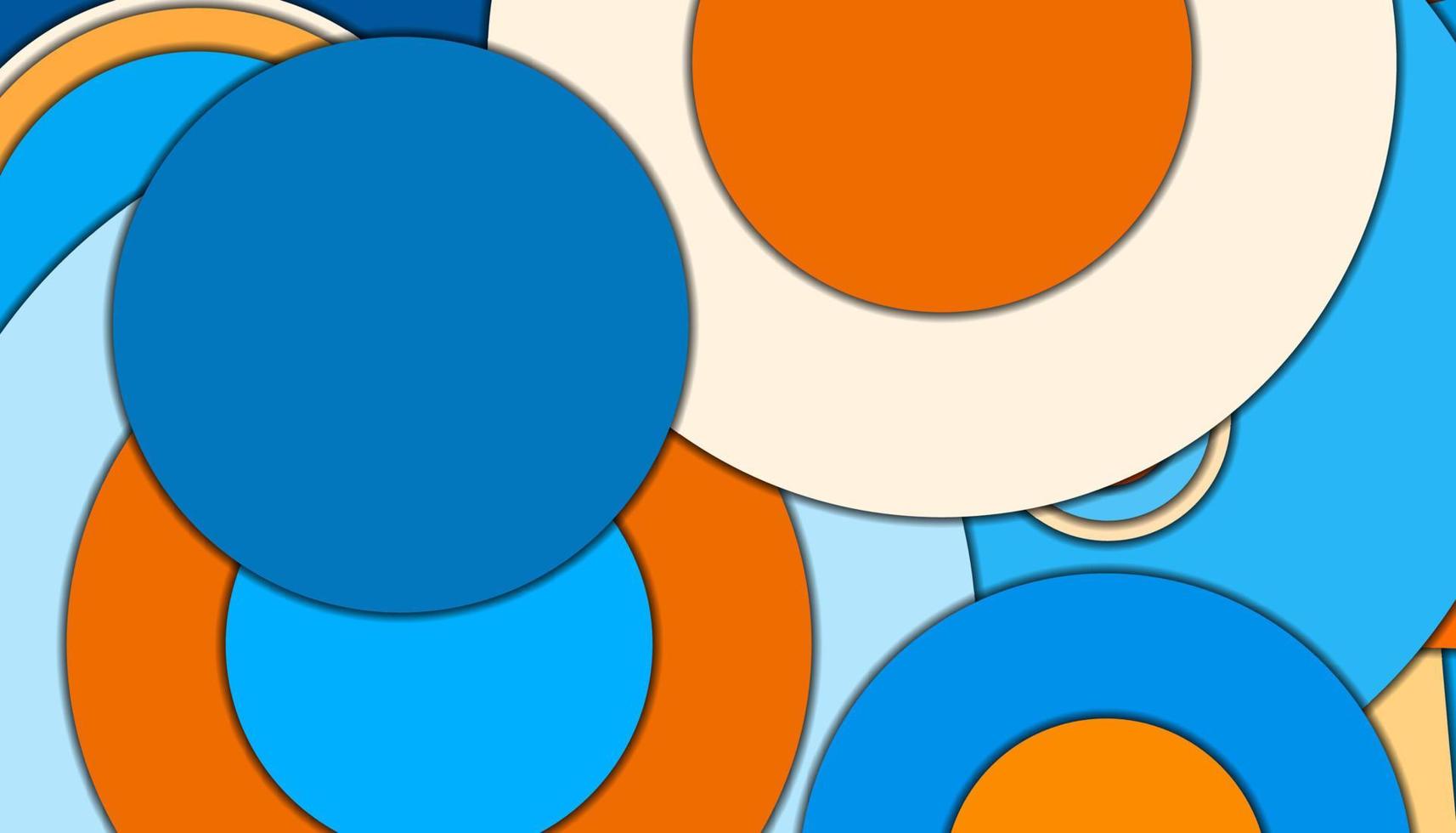 Abstract geometric vector background in Material design style with a limited contrast palette, with concentric circles and rotated rectangles with shadows, imitating cut paper.