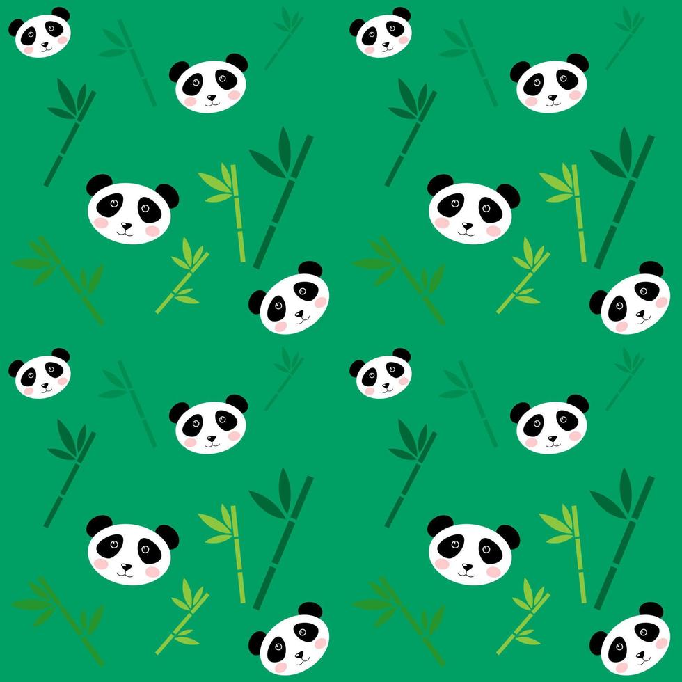 Cute seamless pattern with pandas and bamboo. Background for children vector
