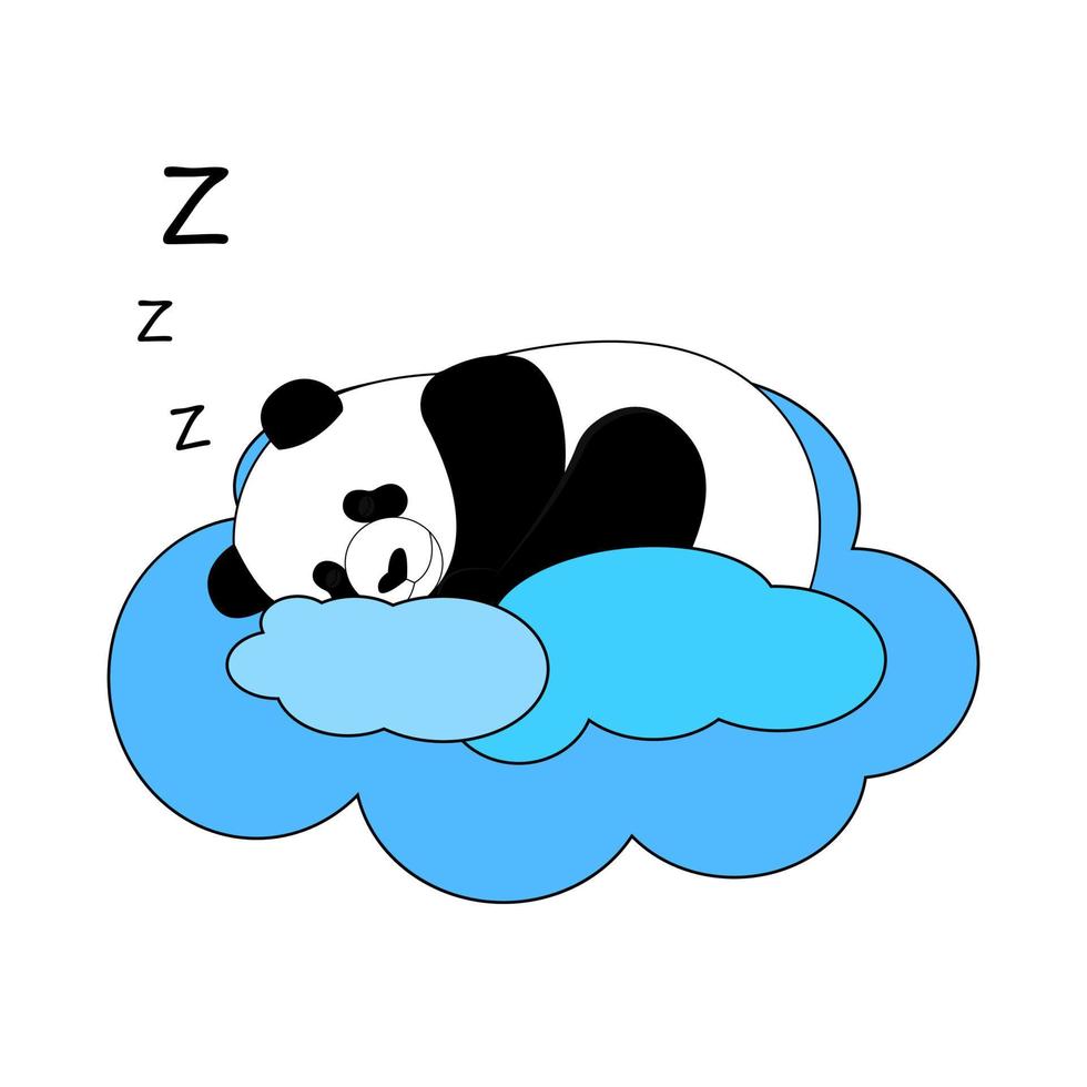 lindo panda dormido. panda duerme en una nube. diseño, logotipo, icono. ilustración vectorial aislado sobre fondo blanco vector