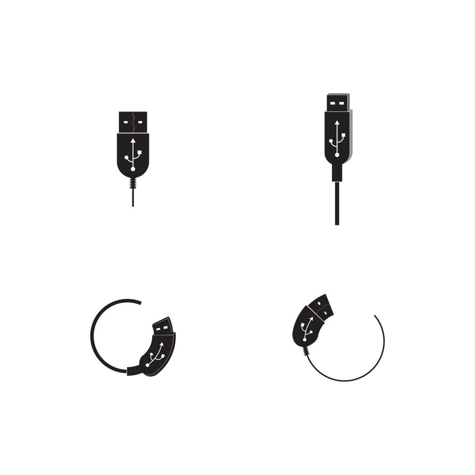 USB flash drive cable icon symbol button. Connector memory logo sign. Vector illustration image.