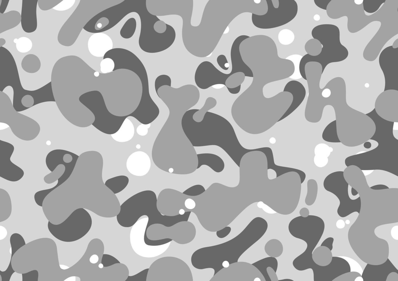 patrón sin costuras de camuflaje en escala de grises lavado, vector eps editable. diseño de camuflaje de dibujos animados en colores blanco y negro, textura de moda, gráficos de ropa de calle.