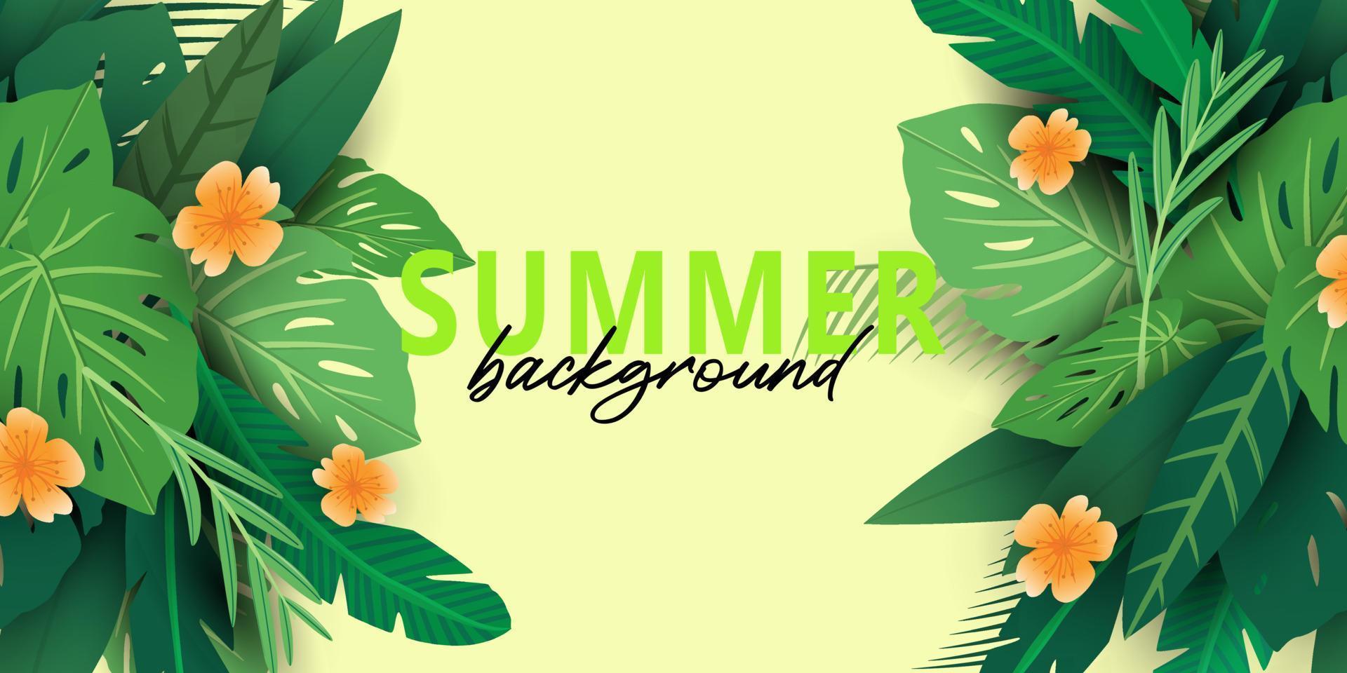 tropical summer background with leaf summer vector