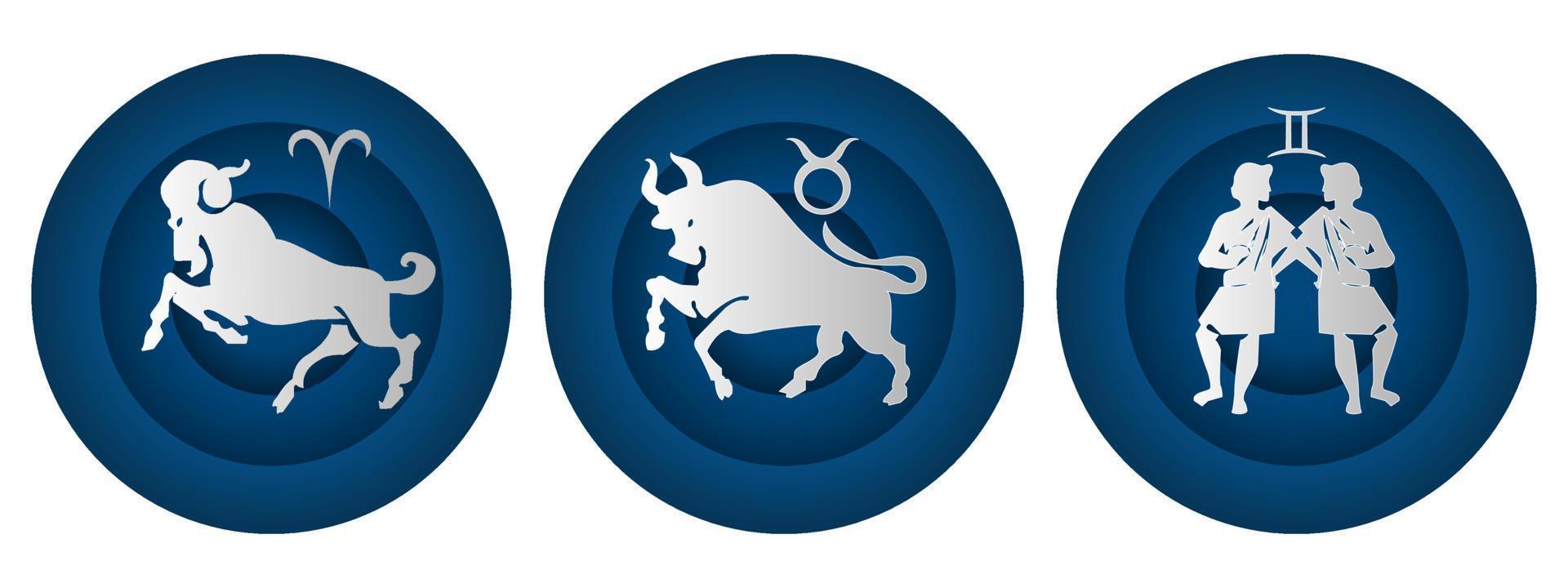 diseño de signos del zodiaco. establecer fondo de ilustración de vector de corte de papel de signo zodiaco.