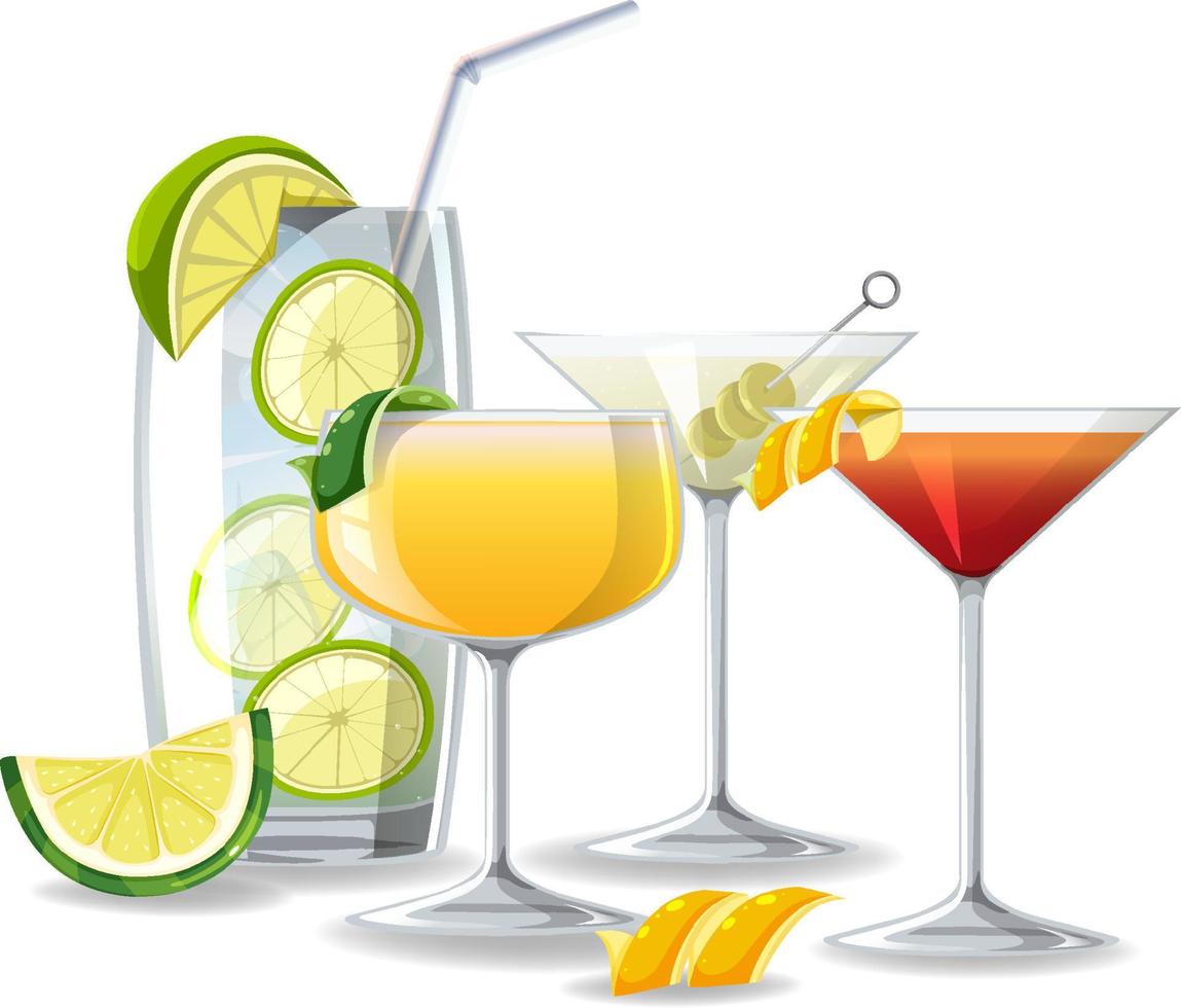 Cocktail in the glass on white background vector