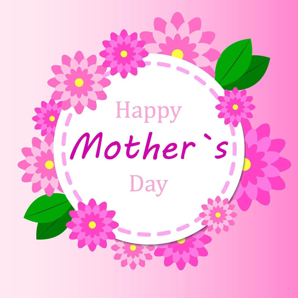 tarjeta de felicitación del día de la madre con flores de papel rosa. fondo festivo. ilustración vectorial vector