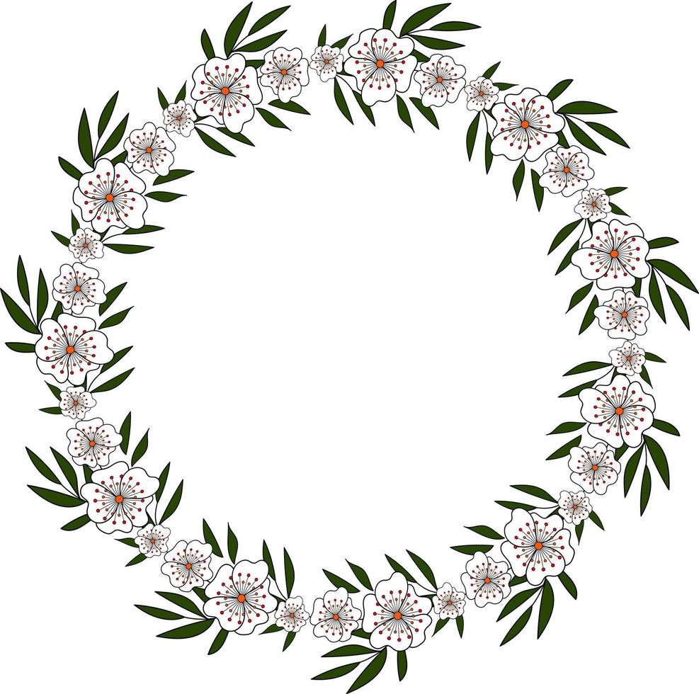 Lovely decorative flower frame for photo or text. Design for a greeting card or invitation. Vector illustration isolated on transparent background