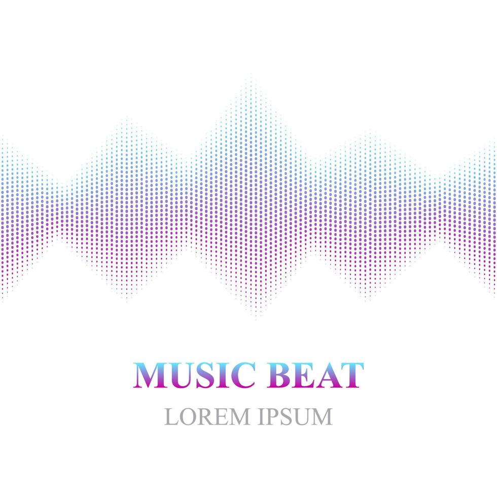 Colored music beat. Abstract audio equalizer technology. Sound Wave. Isolated on white background. Space For Text. Vector illustration.