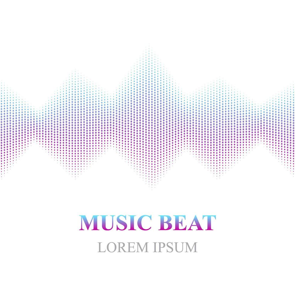 Colored music beat. Abstract audio equalizer technology. Sound Wave. Isolated on white background. Space For Text. Vector illustration.