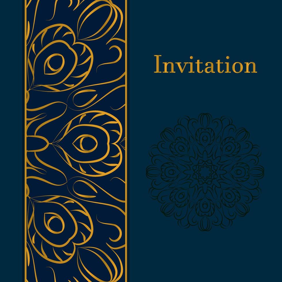 Elegant greeting card design. Vintage floral invitation card template. Luxury swirl greeting card vector