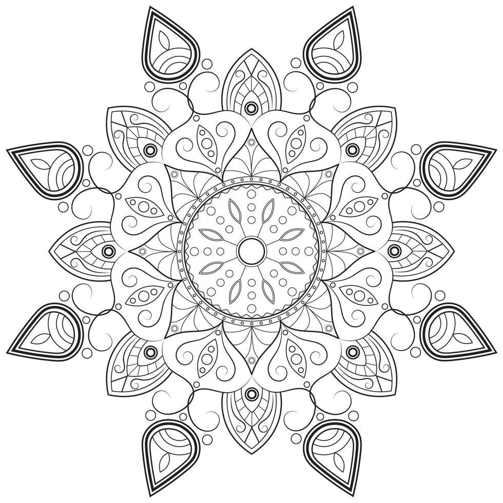 Circular in the form of a mandala for henna, mehndi, tattoos, decorations. Decorative ornament in ethnic oriental style. Coloring book page. Vector illustration isolated on white background